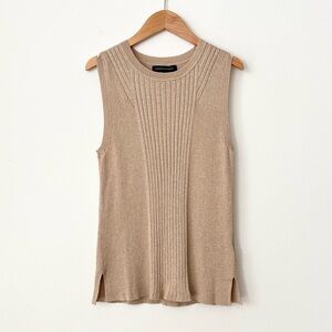 Banana Republic Women's Sleeveless Gold Knit Top Tank XS Art Deco Glam Elegant